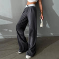 Enyami Y2K Streetwear Female Grey Ladies Office Workout Trousers Plus Size High Waist Wide Leg Palazzo Pants Women