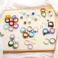 New Colorful Transparent Chunky Acrylic Ring Personalized Irregular Marble Pattern Tortoise Resin Rings for Women Girls