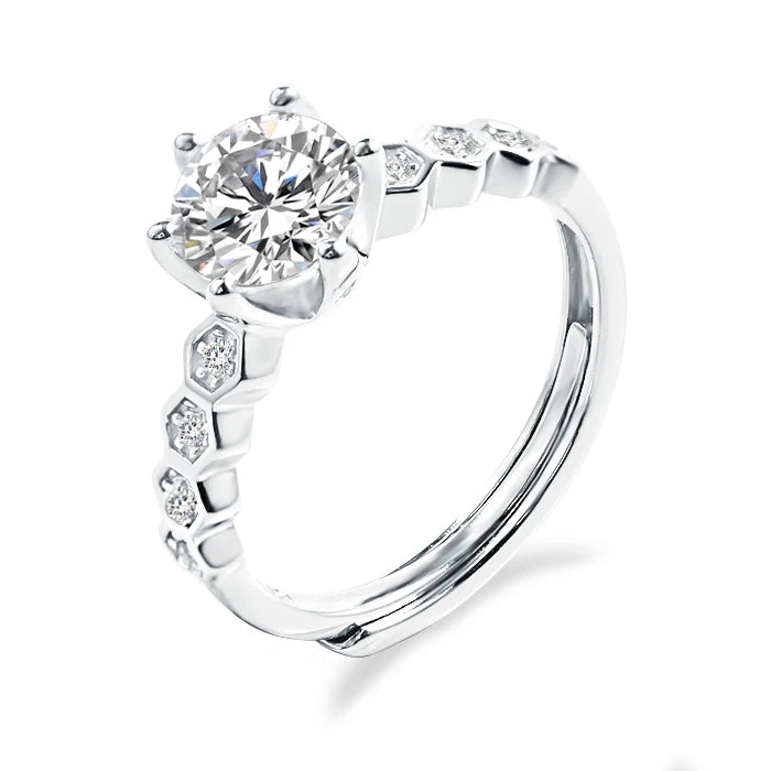 925 Sterling Silver Ring D VVS Moissanite Stone Engagement Ring 18k Gold Plated Ring