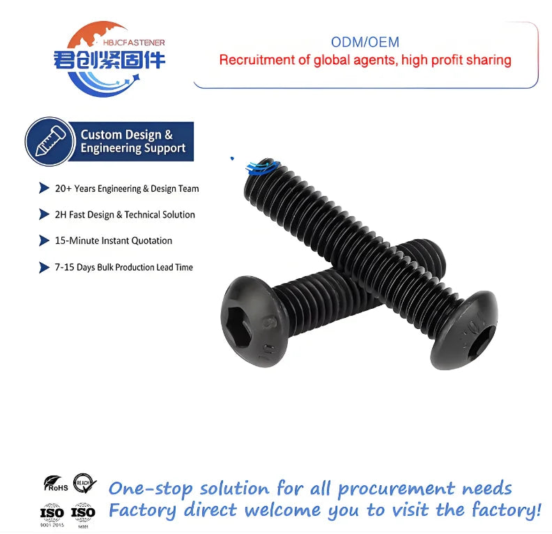 M2 M2.5 M3 M4 M5 Steel Machine Screw with Round Flat Hex Socket Plain Finish GB Standard Hexagon Socket Button Head Screws