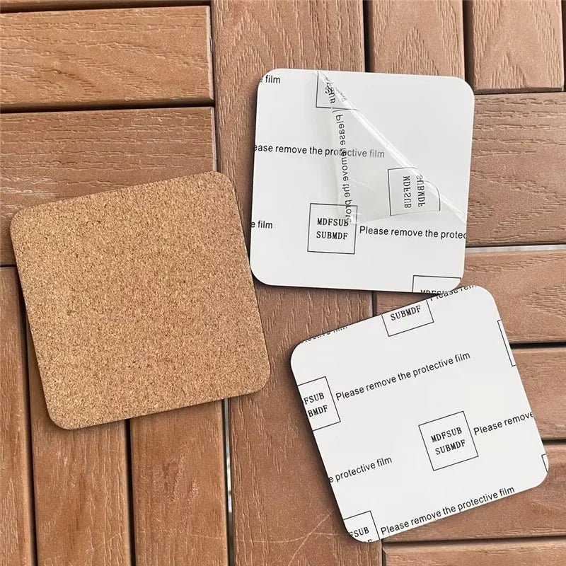 MDFSUB Wholesale Price 4mm Thick square Sublimation Mdf coaster Sublimation Coaster 90mm Wooden Coasters with Protective Film