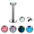Opal Set Internally Threaded Labret Jewelry Surgical Steel Tragus Helix Earring Stud Piercing Wedding Gift Acero Quirurgico Lip