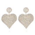 Fashion Bride's Bling Earrings Women's Fine Rhinestone Stud Jewelry Big Heart Bridal Accessories