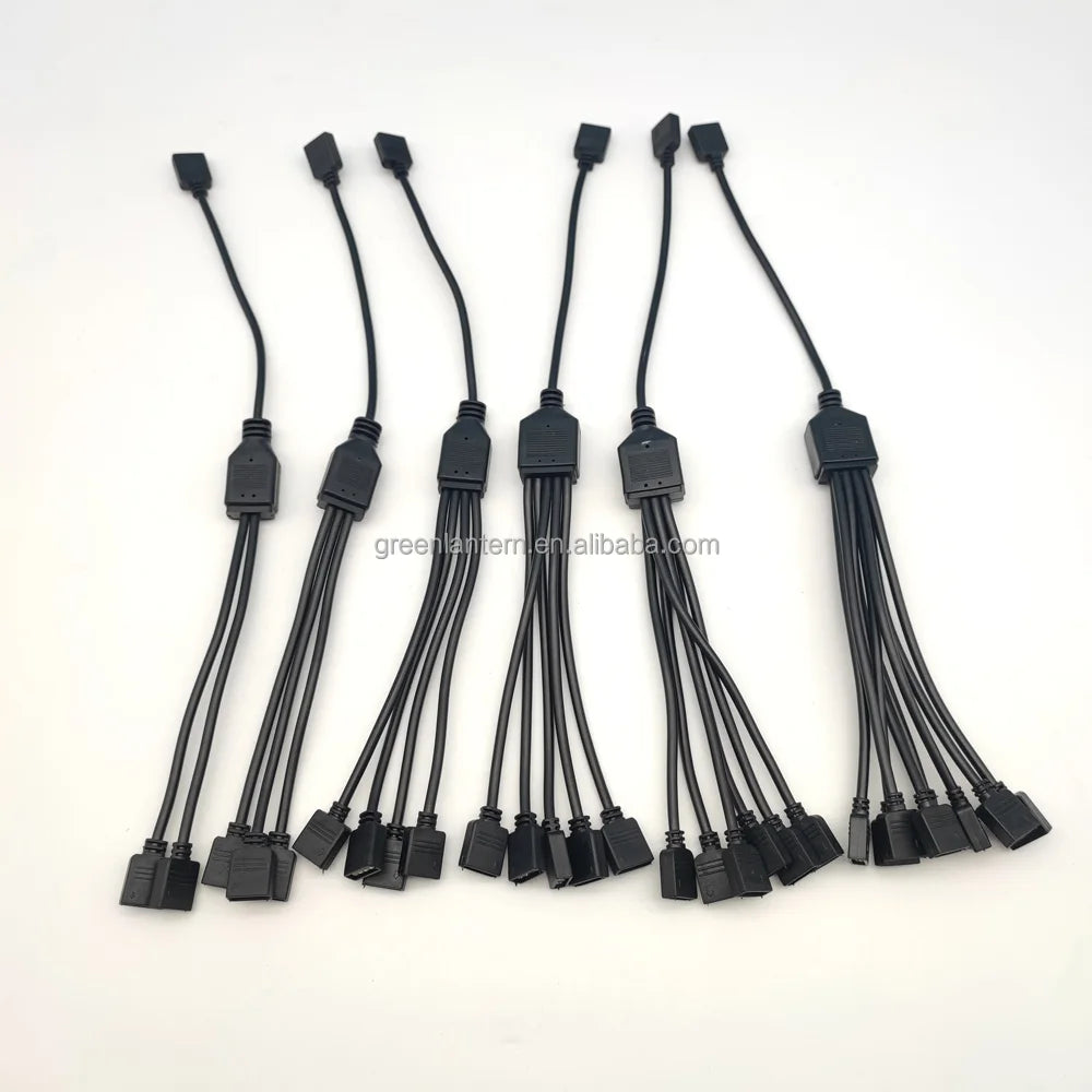 Female to Female 1 to 2/3/4/5/6/8 Splitter RGB LED Connector Cable Black 4Pin 12V RGB Extension Cable for 5050 LED Strip Lights