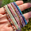 Natural 4mm Faceted Stone Beaded Bracelets Gemstone Faceted Round Beads Bracelet Crystal Energy Jewelry for Women Men Gifts