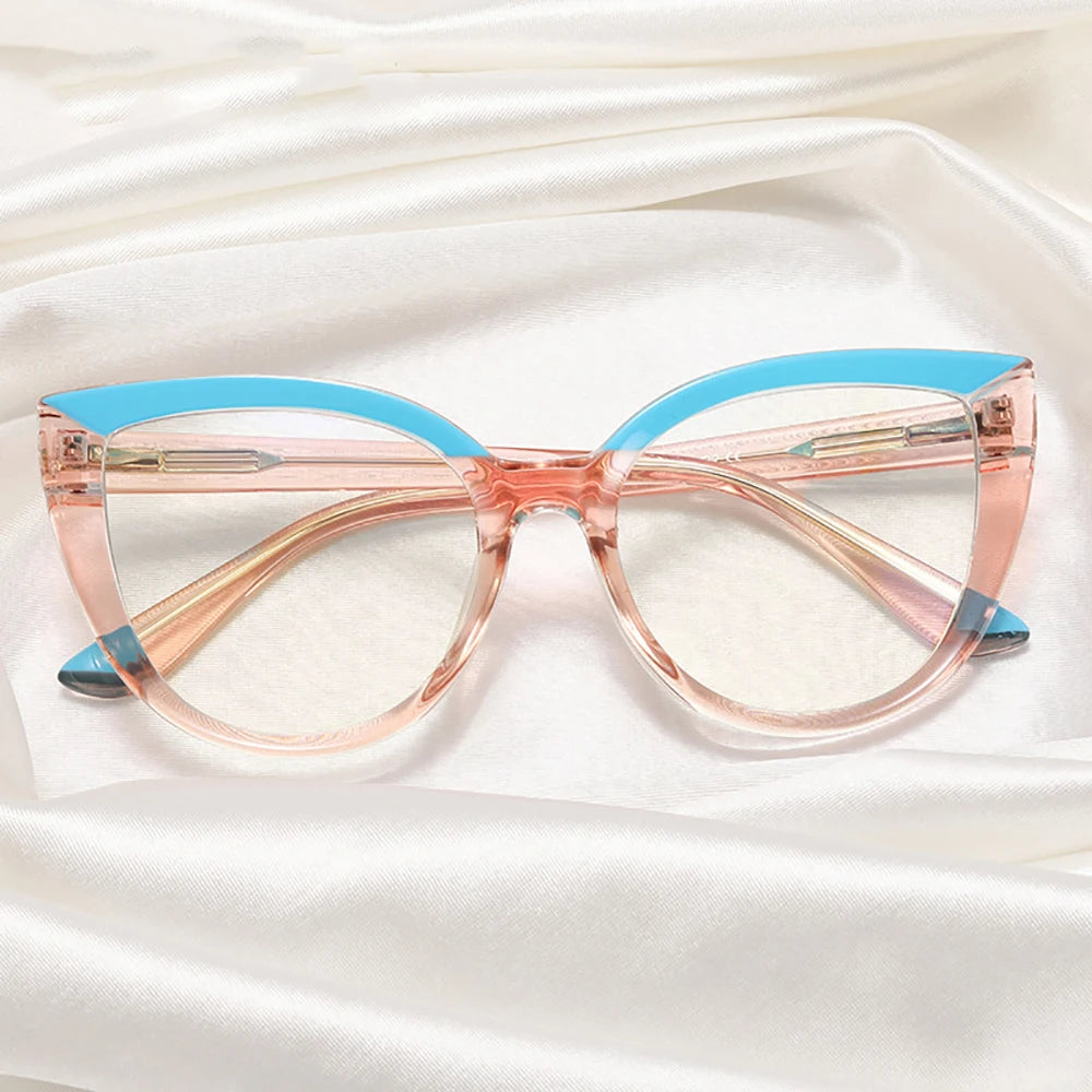 Women Anti Blue Light Lenses Eyewears Optical Frame Eyeglasses Spectacles TR90+CP Luxury Eyeglasses Frames