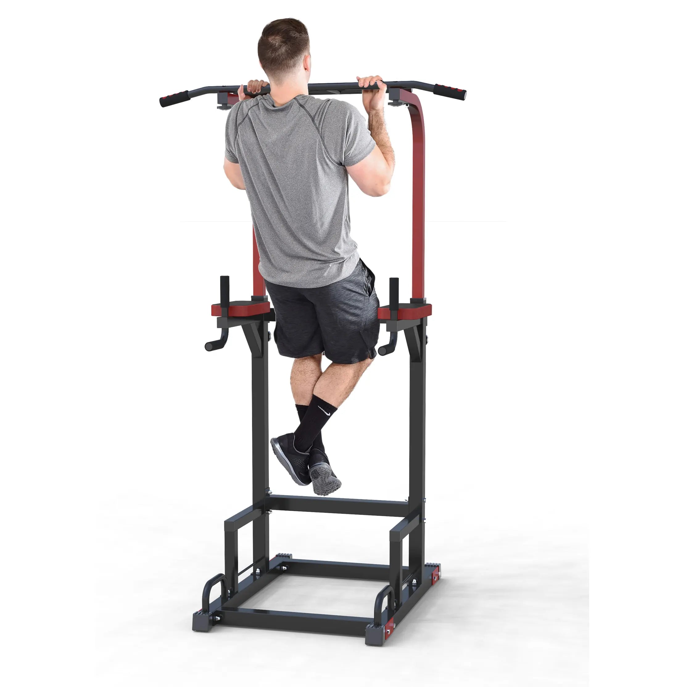 Chaoran Adjustable Multi-Function Home Workout Power Tower Steel Dip Bar Station Black Durable Strength Fitness Gym Customized