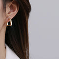 Wholesale Minimalist Trendy 18k Gold Plated Metal Earrings Women Fashion Geometric Statement Hoop Earrings