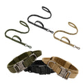 Antique 3.8cm Large Dog Outdoor Hiking Training Green Dog Collar Metal Buckle Heavy Duty Nylon Tactical Dog Collar with Handle