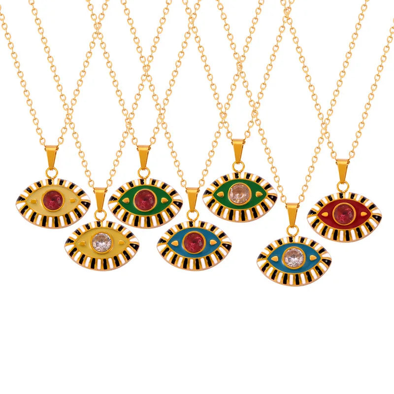 Joolim 18K Gold Plated Waterproof Fashion Simple Classic Personality Hip Hop Eye Pendant Necklace Stainless Steel Jewelry
