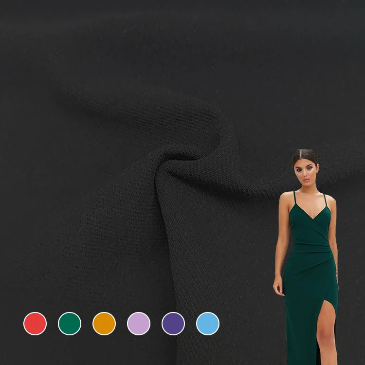 Hot Selling Knitted Twill Fabric 94% Polyester 6% Spandex Material Scuba Crepe Fabric for Pants