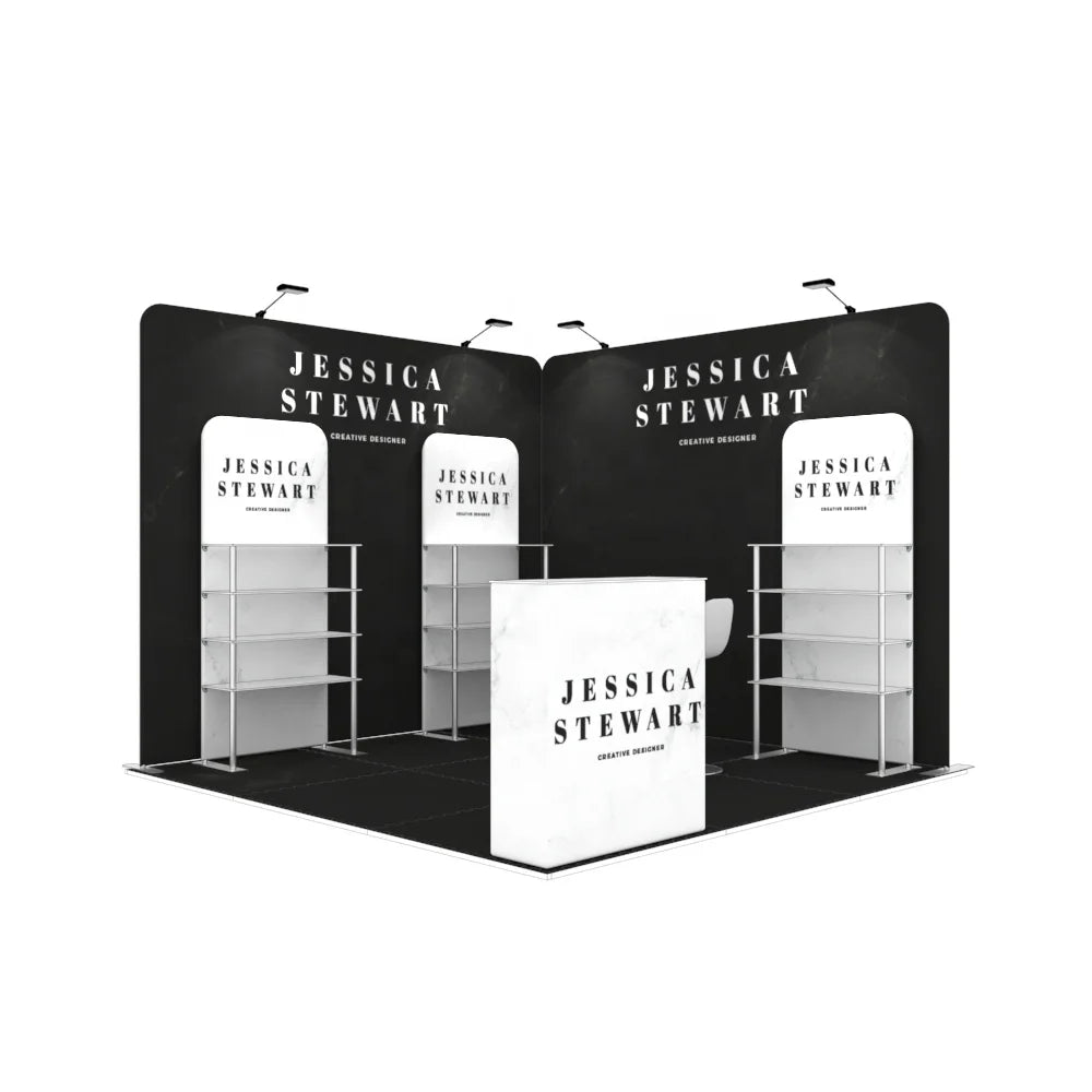 10x10ft Portable Tool Fee Aluminum Exhibit Wall Stand Shelf Racks Advertising Display Counter 10x10 Exhibition Booth Trade Show
