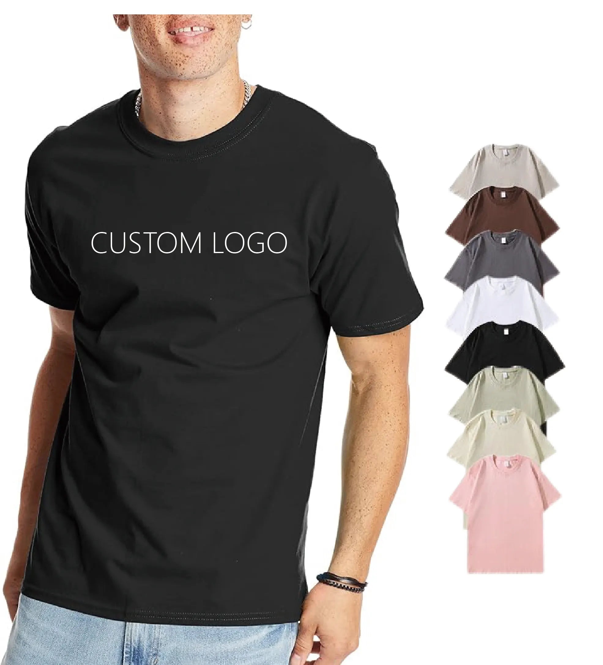 Wholesale Custom Logo Mens Oversize T-shirt Print Logo 100% Cotton Plus Size Tee Shirt and Tall T-shirts Loose Fit T Shirt