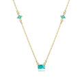 Luxury Fine Jewelry Square Shape Olive Emerald Gemstone Pendant 925 Sterling Silver 18k Gold Plated Necklace for Women