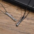 Punk Stainless Steel Viking Rune Symbols Necklace With Pearl Chain Polished 3D Mobius Vertical Bar Pendant Necklace for Men