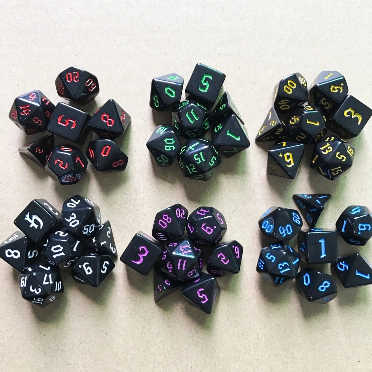 Cool Furvous Black 7-Die DND Dice Set Polyhedral Role Playing Game Acrylic Dice for DND Gamer