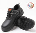 Men's Comfortable Black Grain Leather Steel Toe Safety Shoes Classic Design Breathable Feature for Factory Construction Low