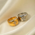 New INS Trendy 18K Gold Plated Stainless Steel Ring Jewelry Gift Double Layer Bead Chain Opening Rings for Girls