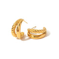 Double Layer Twisted Smooth 18K PVD Gold Plated Stainless Steel Hoop Earrings Non Tarnish