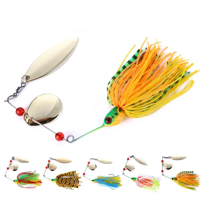 Rubber Skirt Buzzbait Fishing Lures Metal Clicker 3d Eyes Jig Bass Lures Fishing Spinner Lure