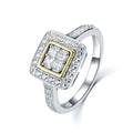 Wholesale Sterling Silver Princess CZ Engagement Ring Dainty Women 9K Gold Pave Setting Promise Ring Party Gift