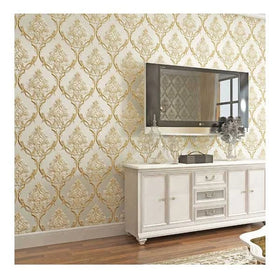Peel and Stick Beige Damask Wall Decorative Wallpaper Sticker Luxury Wallpaper Roll