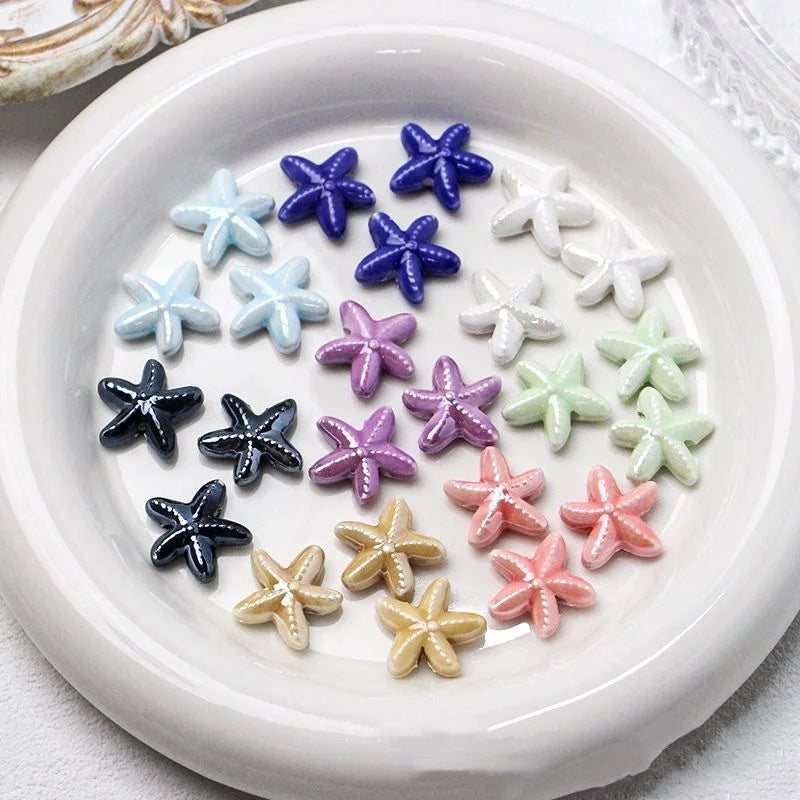 New 18mm Colorful Ceramic Clay Beaded Handmade Starfish Star Shape Beads Charm for DIY Bracelet Kechain Jewelry Accessories