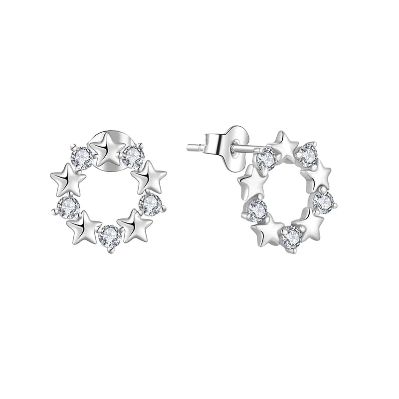 925 Sterling Silver for Women Star Zircon Stud Earrings Daily Custom Moissanite Jewelry Earrings Platinum Earrings