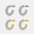 FUAMAY Fashion Jewelry Ladies 925 Silver Earrings Hollow Chunky Pave Hoop Earrings