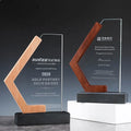 High Quality Custom Crystal Blank Award Trophies Glass Award Crystal Wooden Business Trophy Award Plaque