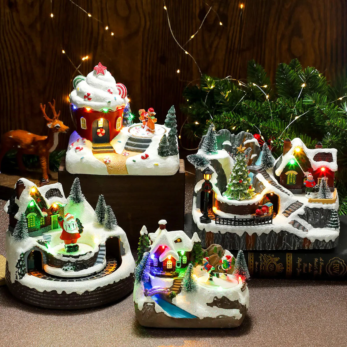 2025 New Christmas Music Box Christmas Decorations Luminous Music Box Christmas Ornaments Rotating Music Box Christmas Gift
