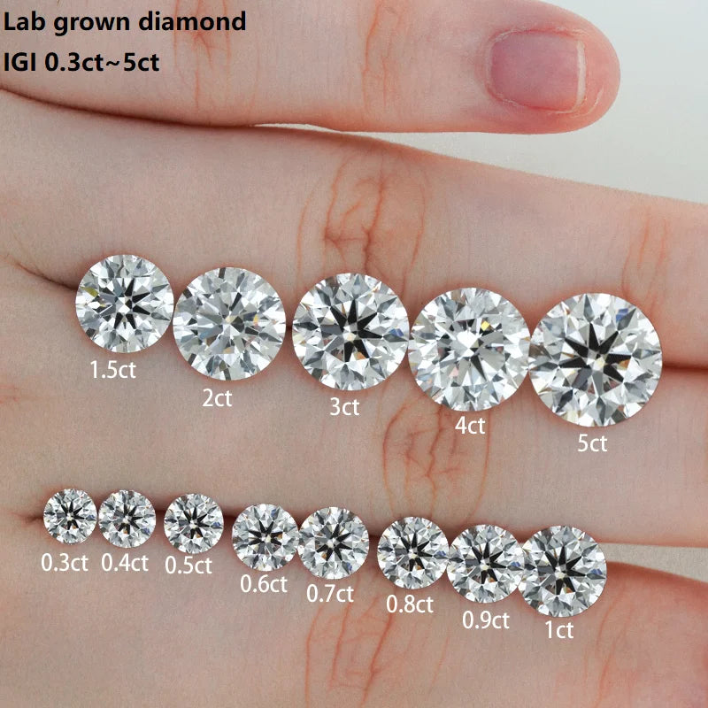 Starsgem 0.5ct 1ct  CVD HPHT IGI Certified Round Synthetic Loose Lab Created Made Diamant Lab Grown Diamond