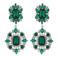 2023 New Arrival Fashion Jewelry Geometric Flower Earring Alloy Diamond Crystal Diamond Wedding Bridal Silver Earrings for Women