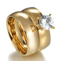Wholesale Long Distance Relationship Stainless Steel Zircon Bead Charm Couple Finger Ring Matching Rings for Couples Lovers
