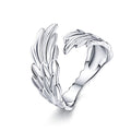 Factory Wholesale Feather Ring 925 Sterling Silver Adjustable Size Ring for Women Wedding Silver 925 Jewelry Gift SCR512
