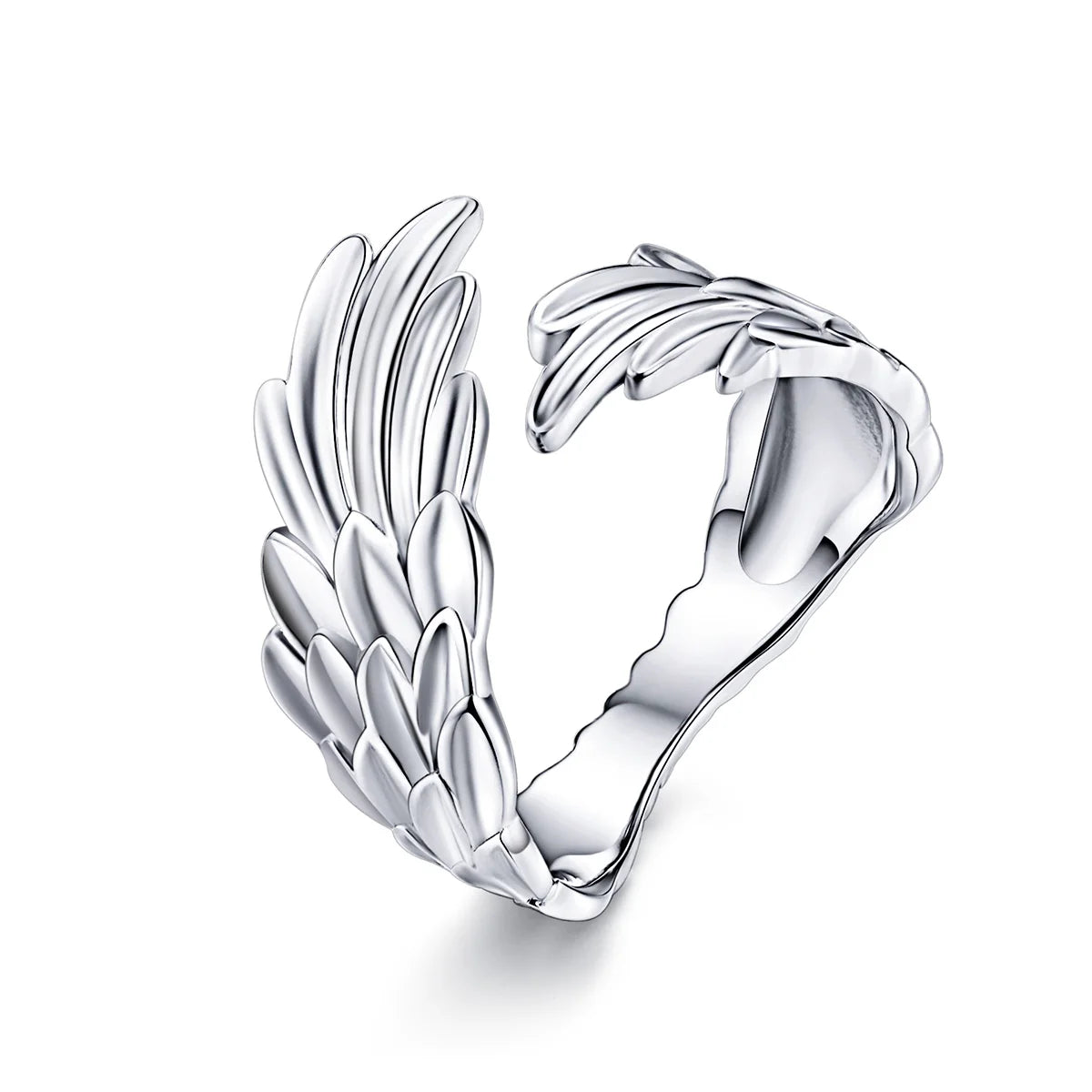 Factory Wholesale Feather Ring 925 Sterling Silver Adjustable Size Ring for Women Wedding Silver 925 Jewelry Gift SCR512