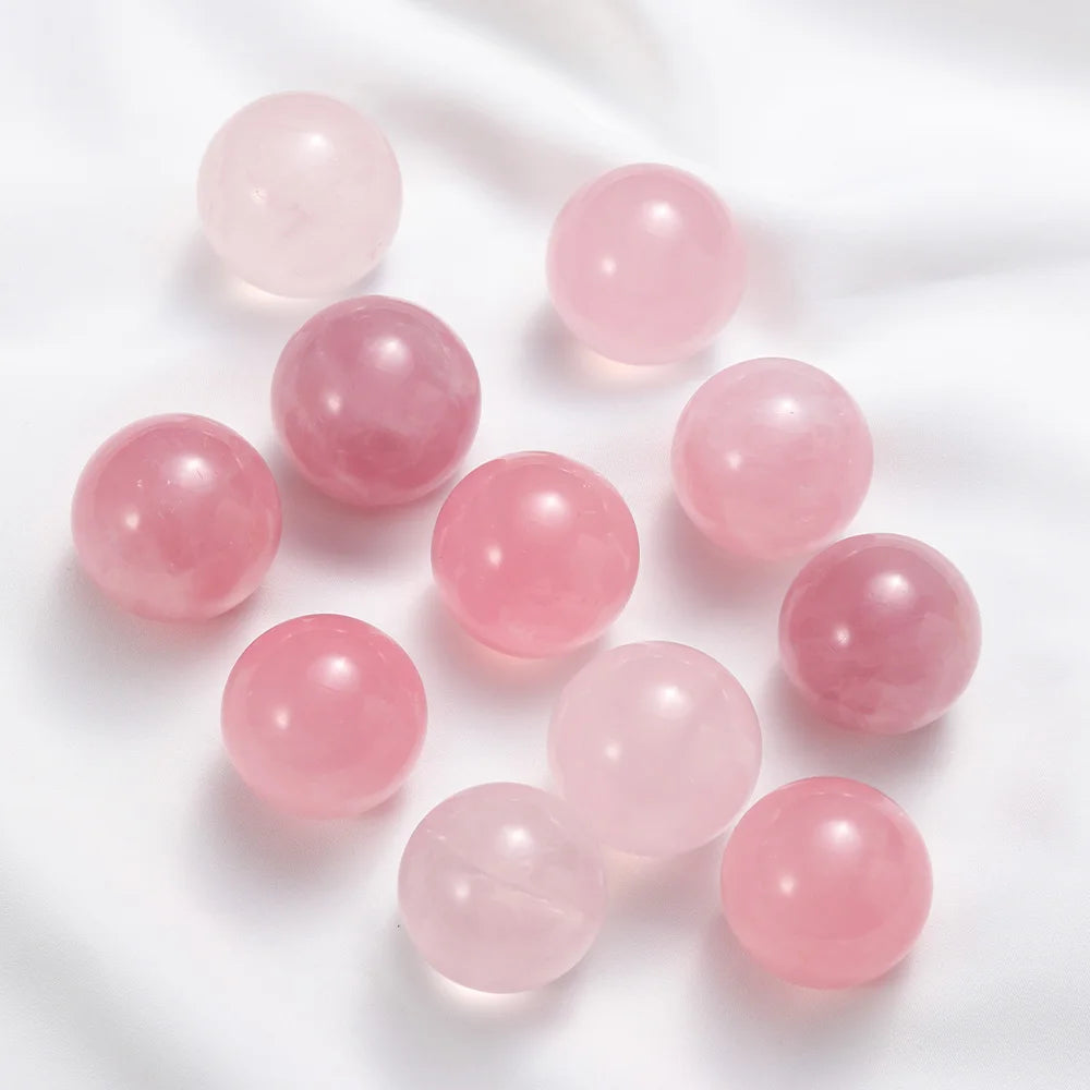 Wholesale 3cm Natural Healing Energy Magic Divination pink Rose Quartz Sphere Crystals Ball