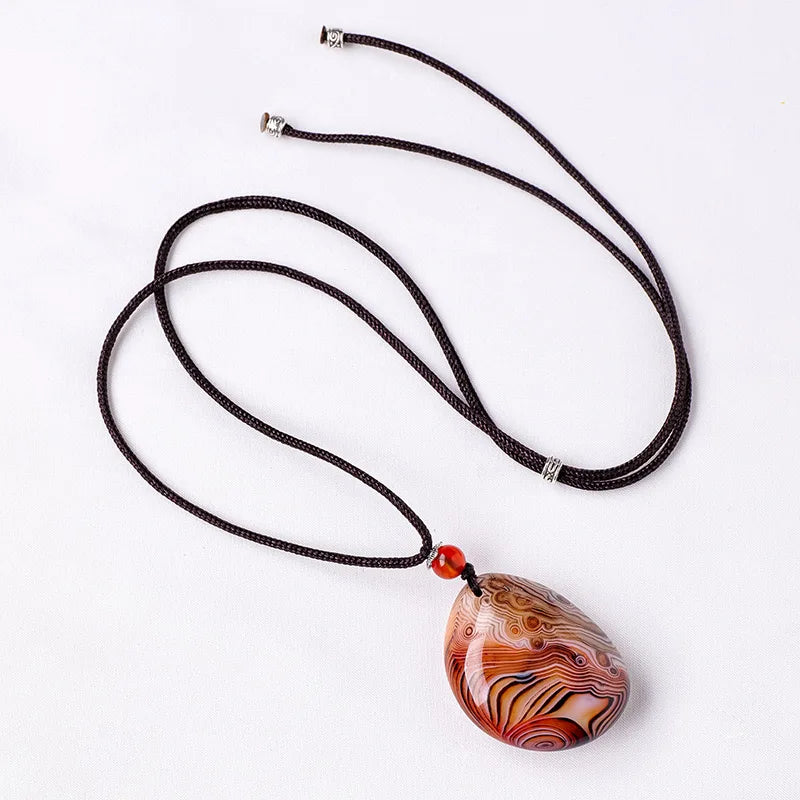 Natural Agate Stone Pendant Polished Sardonyx Pendants Healing Carnelian Necklace Pendant for Gifts