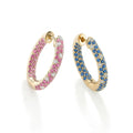 LOZRUNVE 925 Silver Sapphire Gemstone Diamond Large Bold Chunky Hoop Earring Gold Plated