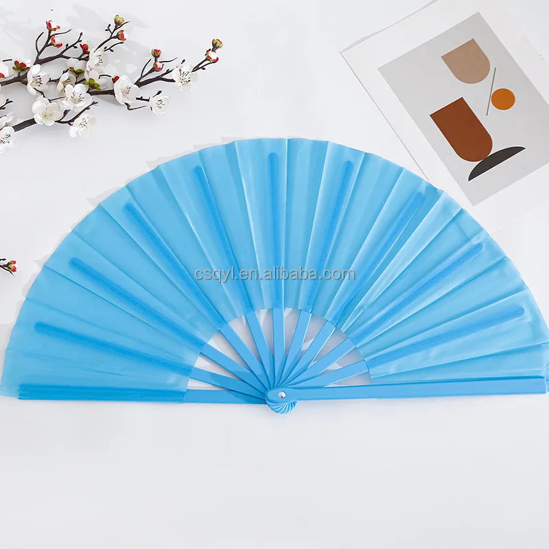 Large Folding Silk Plastic Hand Fan Chinese Tai Chi Folding Fan for Men and Women Performance Dance Decorations