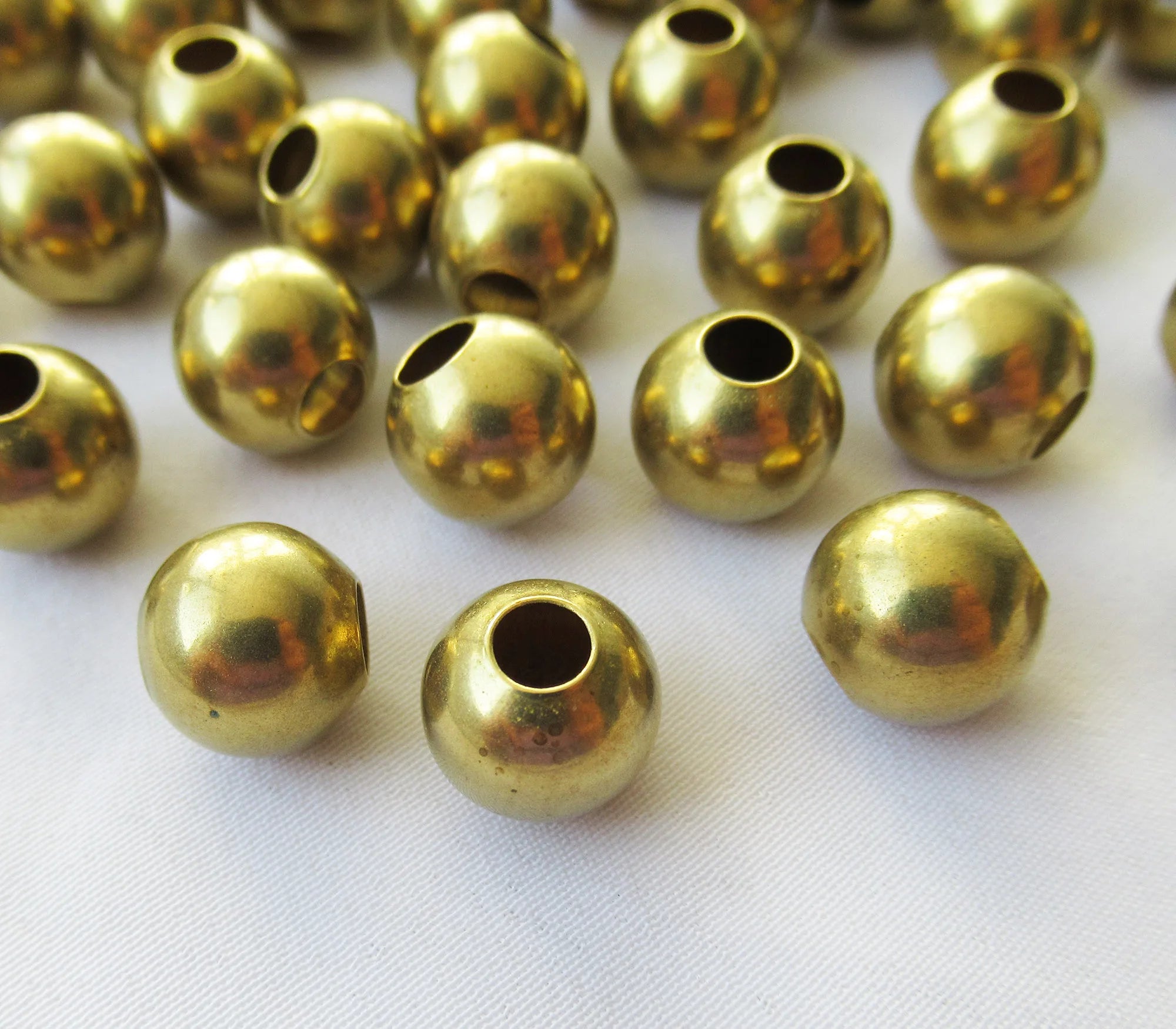 Large Hole 4mm Hollow Brass Beads 10mm Round Spacer Beads