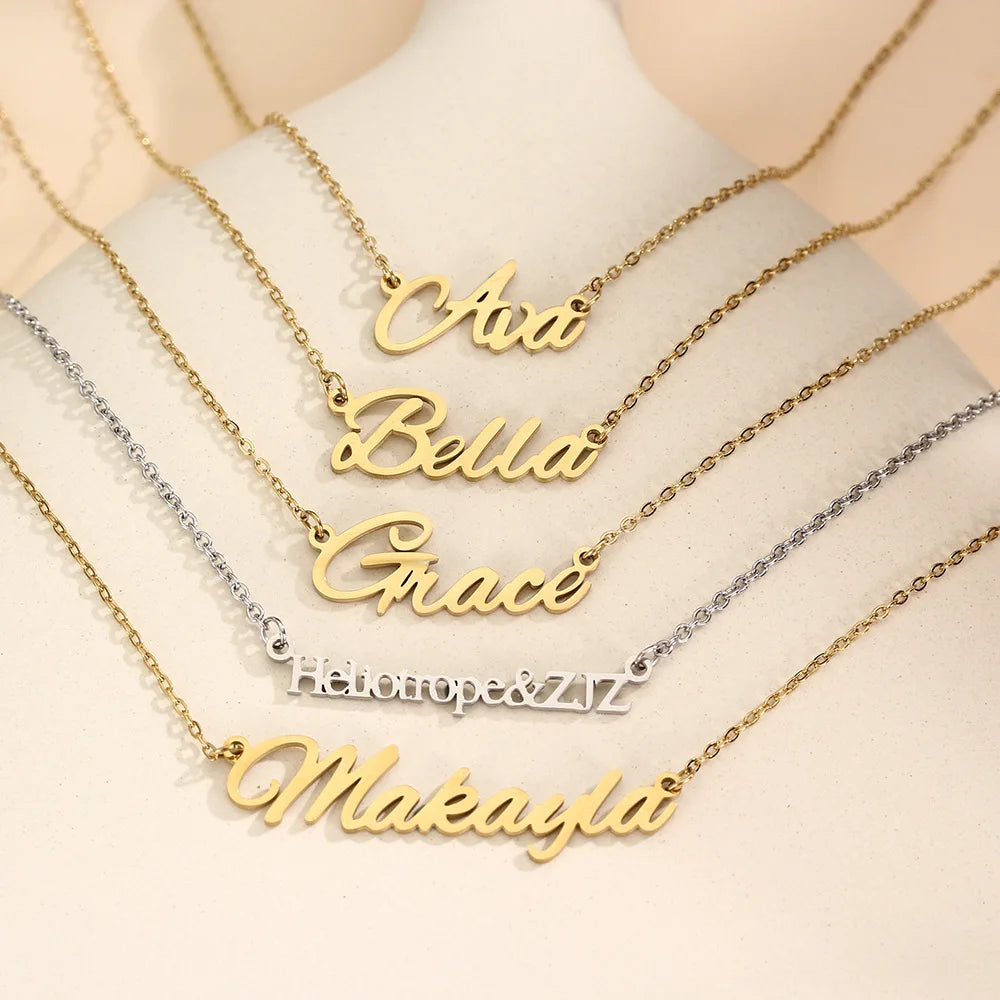 DIY Personalized Customized Jewelry 18K Gold Stainless Steel Private Customized Name Necklace Engraved Bracelet