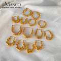 EManco Popular Women's Korean Japan Stainless Steel Fine Jewelry Hoop Earrings Rope Twisted Piercing Earrings Dainty