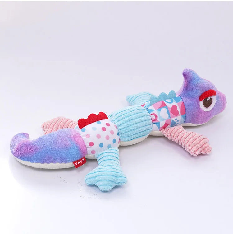 Hot Sale Pet Products Colorful Chameleon Plush Sound Dog Toy Pet Teething Toy