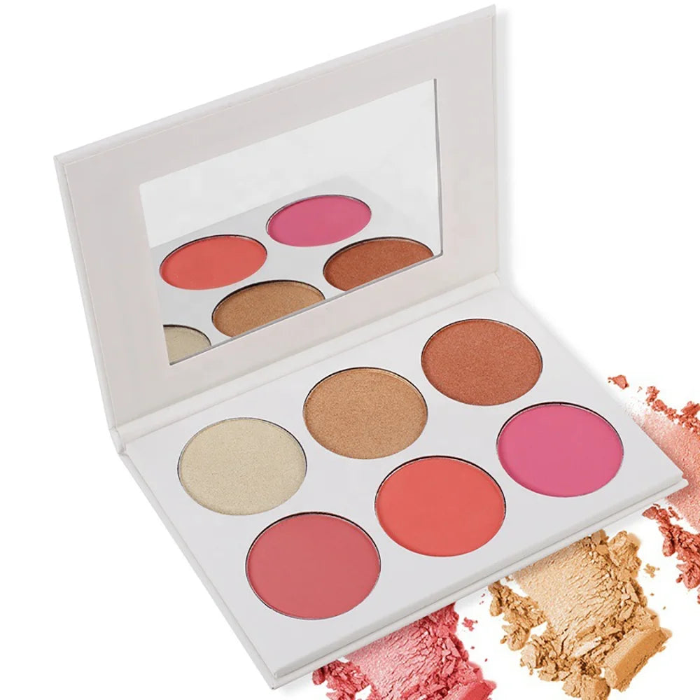 Hot Selling Highlighter Blusher Palette Private Label Paleta De Rubor Blush Palette No Logo Blush Custom Logo Packaging