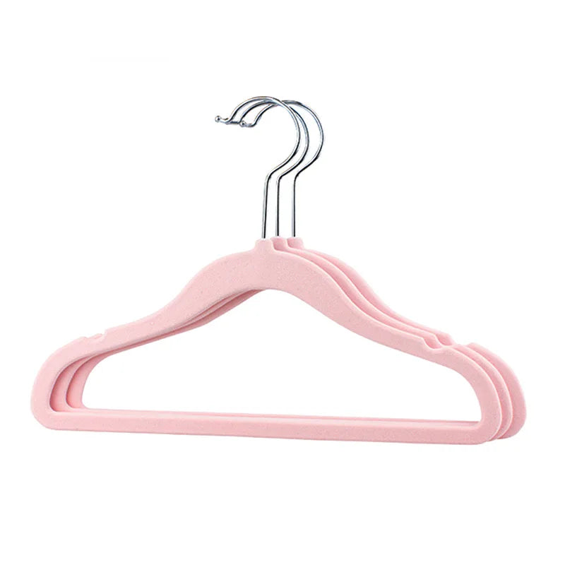 Children's Magic Pink  Velvet Clothes Hanger Storage Household Plastic Flocking Clothes Hanger
