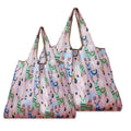 New big custom floral print Polyester Promotional recycle woman Handbag foldable reusable foldable eco grocery shopping tote bag