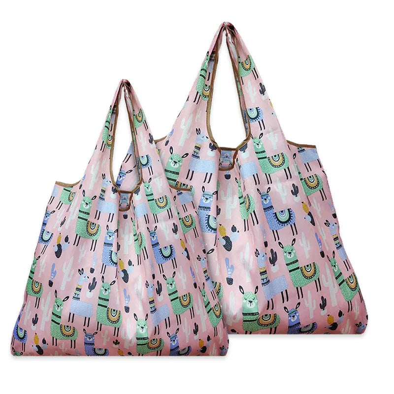 New big custom floral print Polyester Promotional recycle woman Handbag foldable reusable foldable eco grocery shopping tote bag