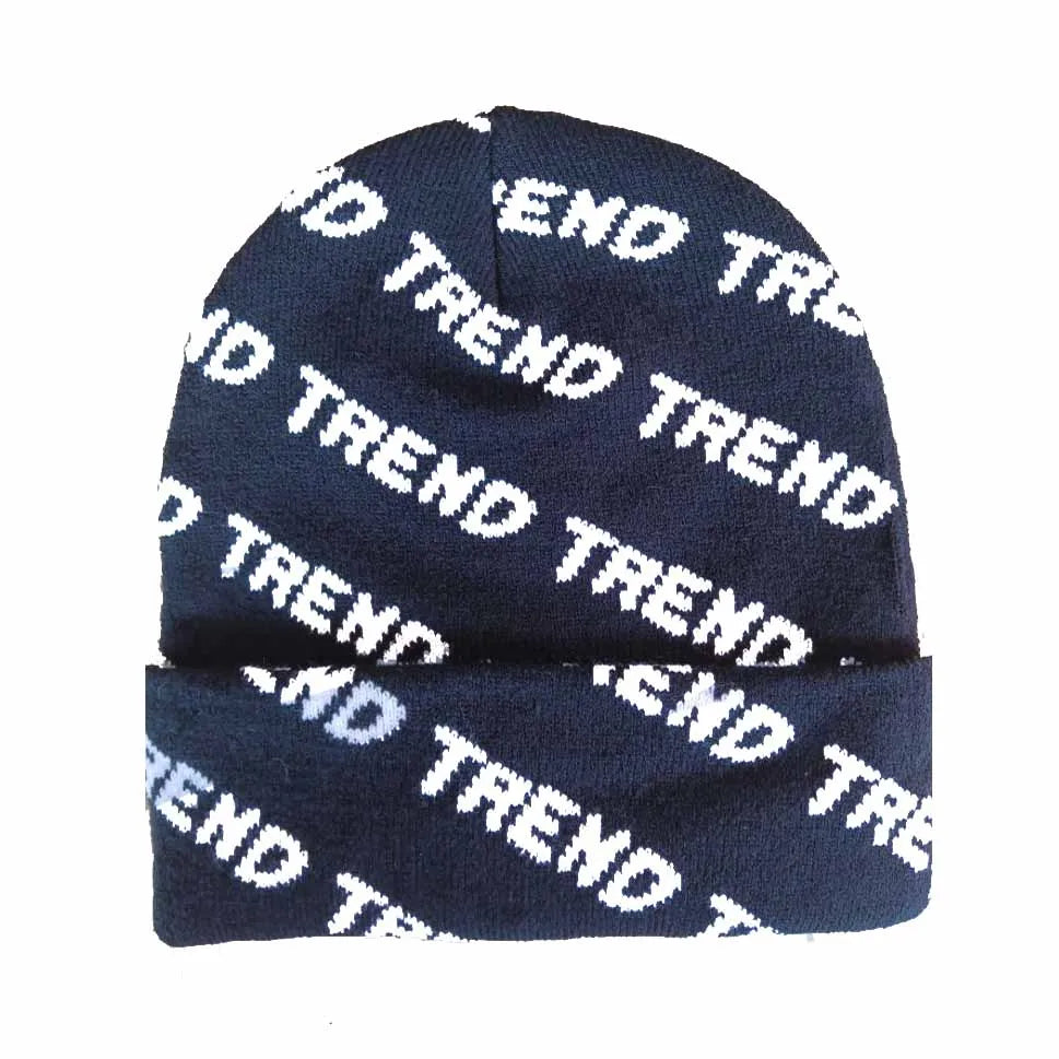 Winter Custom Lightweight Knitted Hats Soft Touch Jacquard logo 100% Acrylic Beanie With All Over Print