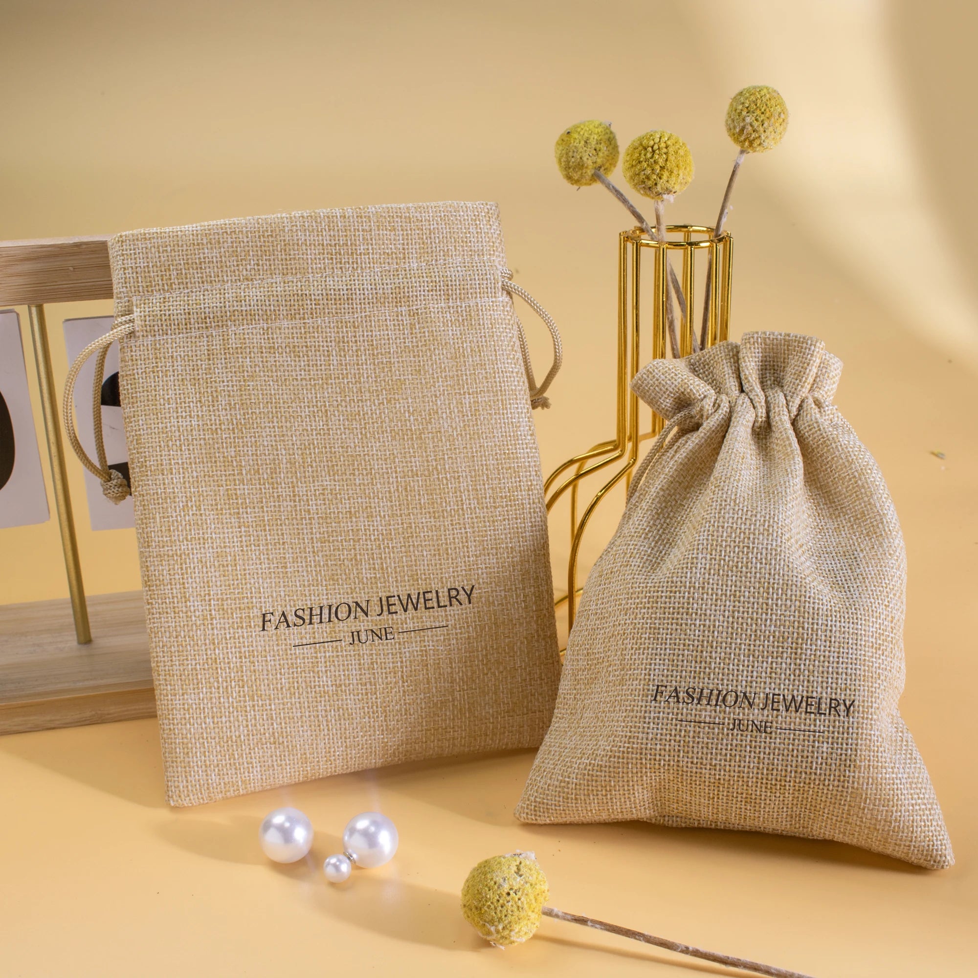 Custom Printed Natual Small Drawstring Jute Hemp Bags with Custom logo Jute Burlap Pouch Bags for Coffee Beans Rice